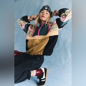 Free People • To The Peak Quarter Zip Hot Pink Fair Isle Fleece Pullover NWT S